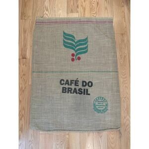 Jute Burlap Coffee Bag Sack Cafe Do Brasil Da Terra Sweet Yellow JL